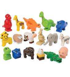 Animals for Preschool Sized Building Blocks, 17 Pieces