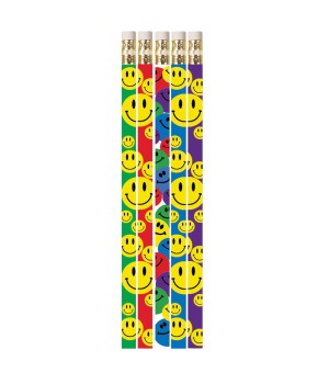 Happy Face Assorted Motivational Pencils, Pack of 12