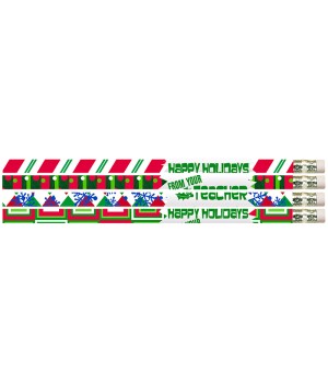 Happy Holidays From Your Teacher Motivational Pencils, Pack of 12