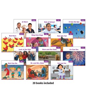 Decodable Readers Grade K Consonants and Short Vowels (u, e), 20 Books