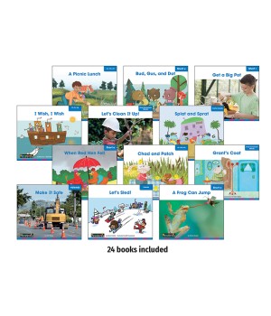 Decodable Readers Grade 1 Short Vowels, Consonant Blends, and Digraphs, 24 Books