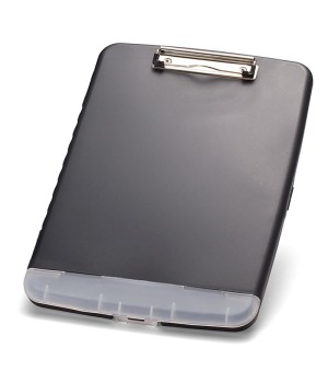 Slim Clipboard with Storage Box, Low Profile Clip & Storage Compartment, Charcoal