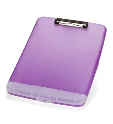 Slim Clipboard with Storage Box, Low Profile Clip & Storage Compartment, Purple