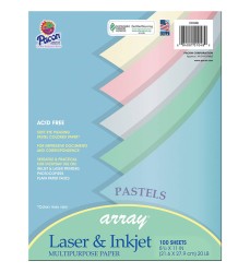 Pastel Multi-Purpose Paper, 5 Assorted Colors, 20 lb., 8-1/2" x 11", 100 Sheets