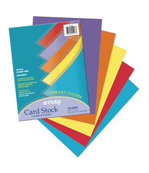 Vibrant Card Stock, 5 Assorted Colors, 8-1/2" x 11", 100 Sheets