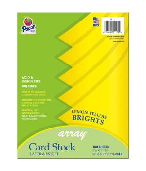 Card Stock, Lemon Yellow, 8-1/2" x 11", 100 Sheets
