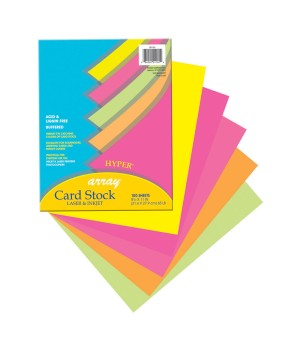 Hyper Card Stock, 5 Assorted Colors, 8-1/2" x 11", 100 Sheets
