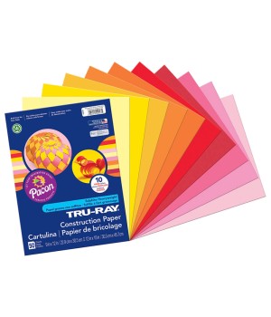 Construction Paper, Warm Assorted, 9" x 12", 50 Sheets