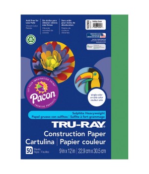 Construction Paper, Holiday Green, 9" x 12", 50 Sheets