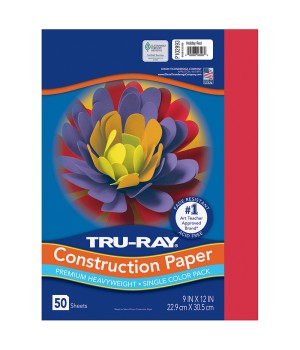 Construction Paper, Holiday Red, 9" x 12", 50 Sheets
