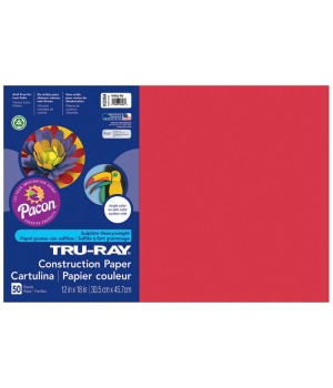 Construction Paper, Holiday Red, 12" x 18", 50 Sheets