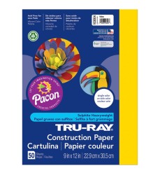 Construction Paper, Yellow, 9" x 12", 50 Sheets