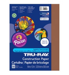 Construction Paper, Warm Brown, 9" x 12", 50 Sheets