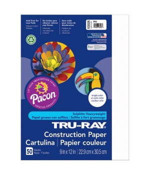 Construction Paper, White, 9" x 12", 50 Sheets