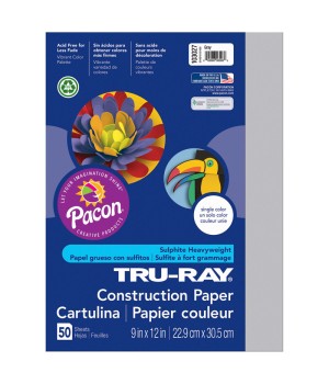 Construction Paper, Gray, 9" x 12", 50 Sheets