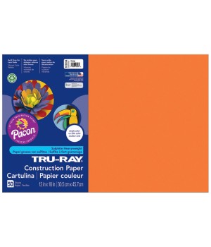 Construction Paper, Orange, 12" x 18", 50 Sheets
