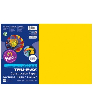 Construction Paper, Yellow, 12" x 18", 50 Sheets
