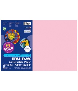 Construction Paper, Pink, 12" x 18", 50 Sheets