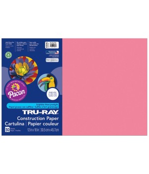 Construction Paper, Shocking Pink, 12" x 18", 50 Sheets