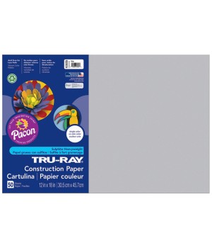 Construction Paper, Gray, 12" x 18", 50 Sheets