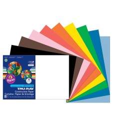 Construction Paper, Standard Assorted, 12" x 18", 50 Sheets