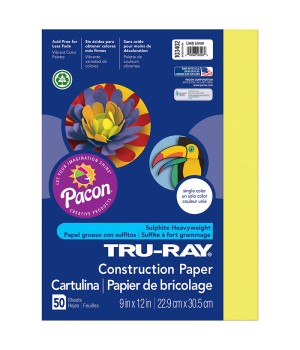 Construction Paper, Lively Lemon, 9" x 12", 50 Sheets