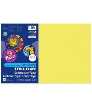 Construction Paper, Lively Lemon, 12" x 18", 50 Sheets