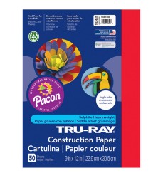 Construction Paper, Festive Red, 9" x 12", 50 Sheets