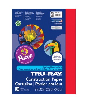 Construction Paper, Festive Red, 9" x 12", 50 Sheets