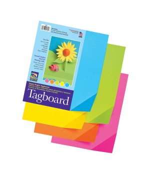 Super Bright Assorted Tagboard, 5 Super Bright Assorted Colors, 9" x 12", 100 Sheets