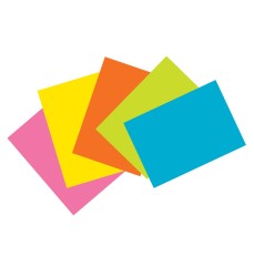 Index Cards, 5 Super Bright Assorted Colors, Unruled, 4" x 6", 100 Cards
