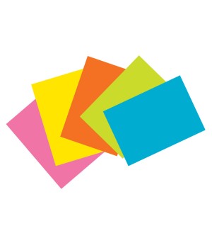 Index Cards, 5 Super Bright Assorted Colors, Unruled, 4" x 6", 100 Cards