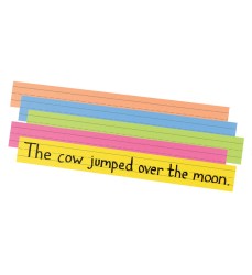 Super Bright Sentence Strips, 5 Assorted Colors, 1-1/2" Ruled 3" x 24", 100 Strips