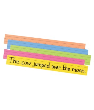 Super Bright Sentence Strips, 5 Assorted Colors, 1-1/2" Ruled 3" x 24", 100 Strips