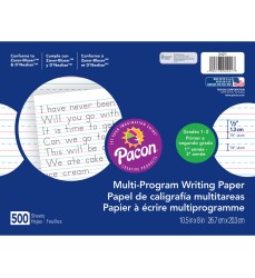Multi-Program Handwriting Paper, 1/2" Ruled (Long Way), White, 10-1/2" x 8", 500 Sheets