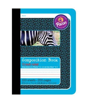 Primary Composition Book, Book Bound, D'Nealian Grades/Zaner-Bloser, 1/2" x 1/4" x 1/4" Ruled, 9-3/4" x 7-1/2", 100 Sheets