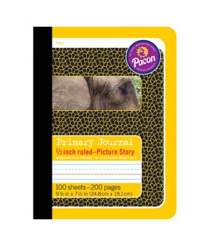 Primary Composition Book, Book Bound, D'Nealian Grades/Zaner-Bloser, 1/2" x 1/4" x 1/4" Picture Story Ruled, 9-3/4" x 7-1/2", 100 Sheets