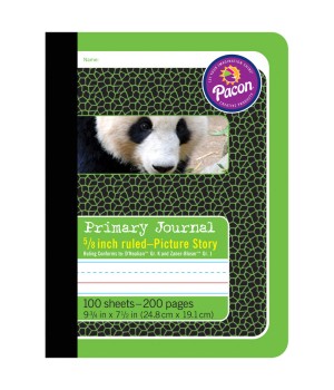 Primary Composition Book, Book Bound, D'Nealian/Zaner-Bloser, 5/8" x 5/16" x 5/16" Picture Story Ruled, 9-3/4" x 7-1/2", 100 Sheets