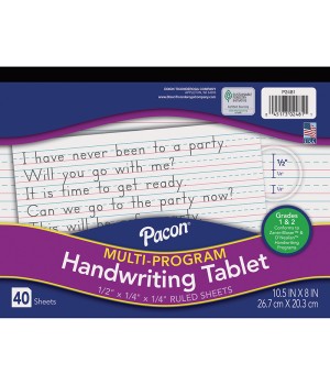 Multi-Program Handwriting Tablet, D'Nealian/Zaner-Bloser, 1/2" x 1/4" x 1/4" Ruled Long, 10-1/2" x 8", 40 Sheets