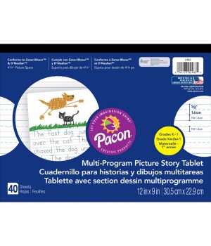 Multi-Program Handwriting Tablet, D'Nealian/Zaner-Bloser, 5/8" x 5/16" x 5/16" Ruled & 4-1/4" Picture Story Space, 12" x 9", 40 Sheets