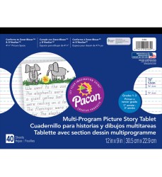 Multi-Program Handwriting Tablet, D'Nealian/Zaner-Bloser, 1/2" x 1/4" x 1/4" Ruled & 4-1/4" Picture Story Space, 12" x 9", 40 Sheets