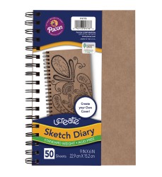 Create Your Own Cover Sketch Diary, Natural Chip Cover, 9" x 6", 50 Sheets