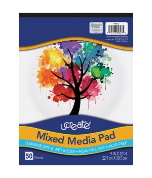 Mixed Media Pad, 9" x 12", 50 Sheets