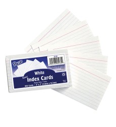 Index Cards, White, Ruled, 1/4" Ruled 3" x 5", 100 Cards