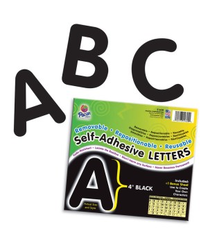 Self-Adhesive Letters, Black, Puffy Font, 4", 78 Characters