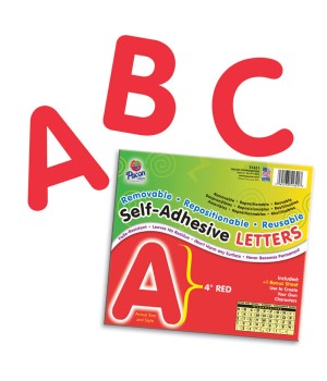 Self-Adhesive Letters, Red, Puffy Font, 4", 78 Characters