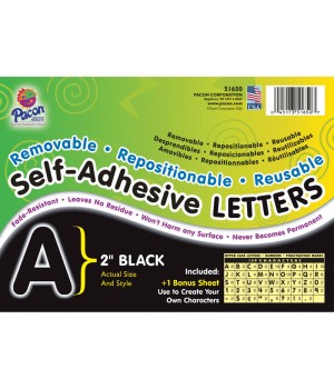 Self-Adhesive Letters, Black, Puffy Font, 2", 159 Characters