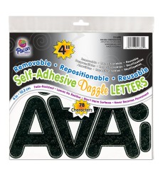 Self-Adhesive Letters, Black Dazzle, Puffy Font, 4", 78 Characters