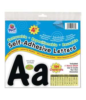 Self-Adhesive Letters, Black, Cheery Font, 4", 154 Characters