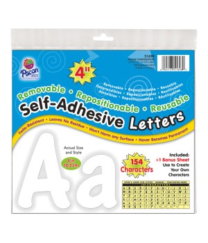 Self-Adhesive Letters, White, Cheery Font, 4", 154 Characters